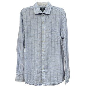 Buttoned Down Blue Linen Blend Check Long Sleeve Shirt Men’s Medium